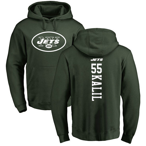 New York Jets Men Green Ryan Kalil Backer NFL Football 55 Pullover Hoodie Sweatshirts